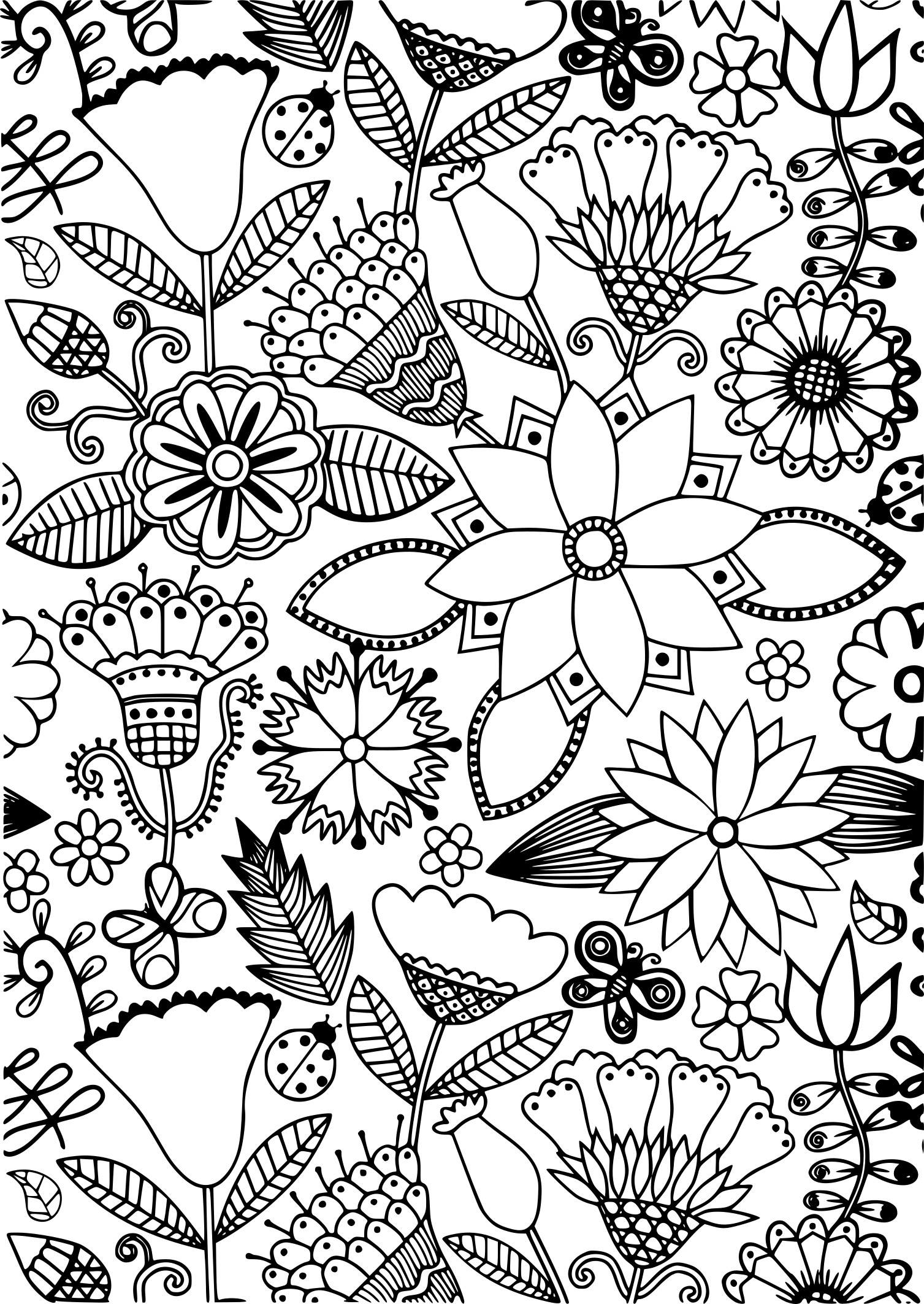 Coloriage anti stress fleurs