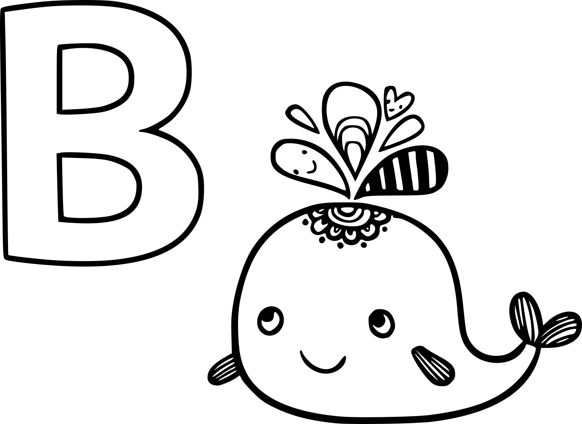 B For Whale coloring page