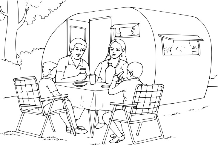 Camping coloring page