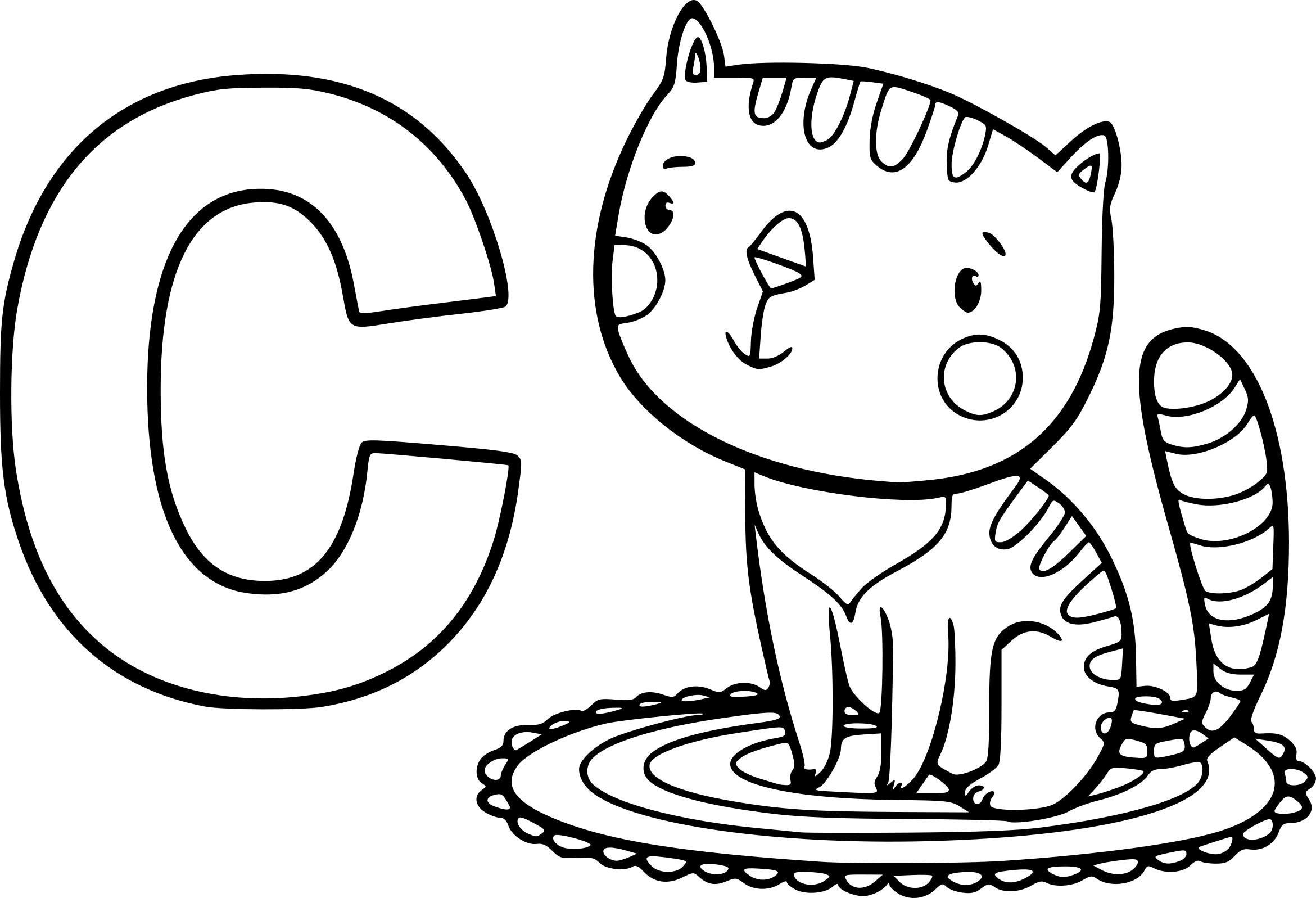 C For Cat coloring page