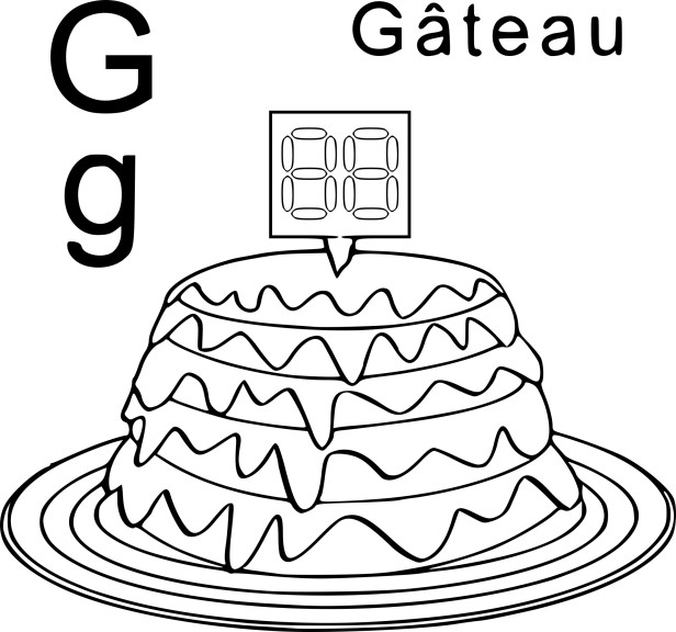 Disegno di G come torta da colorare