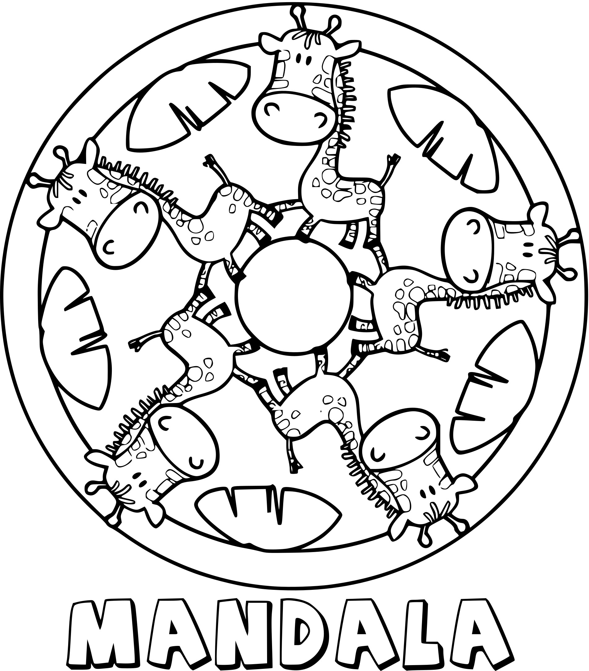 Mandala Giraffe coloring page