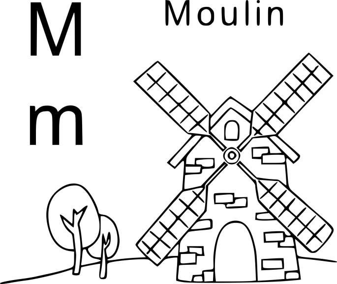 Coloriage M comme moulin