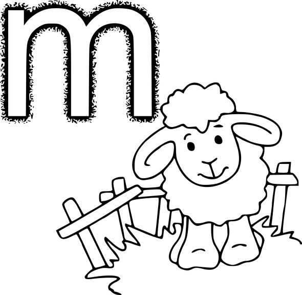 Disegno di M come pecora da colorare