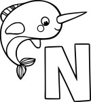 N For Narwhal coloring page