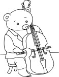 Coloriage ours fait du violoncelle