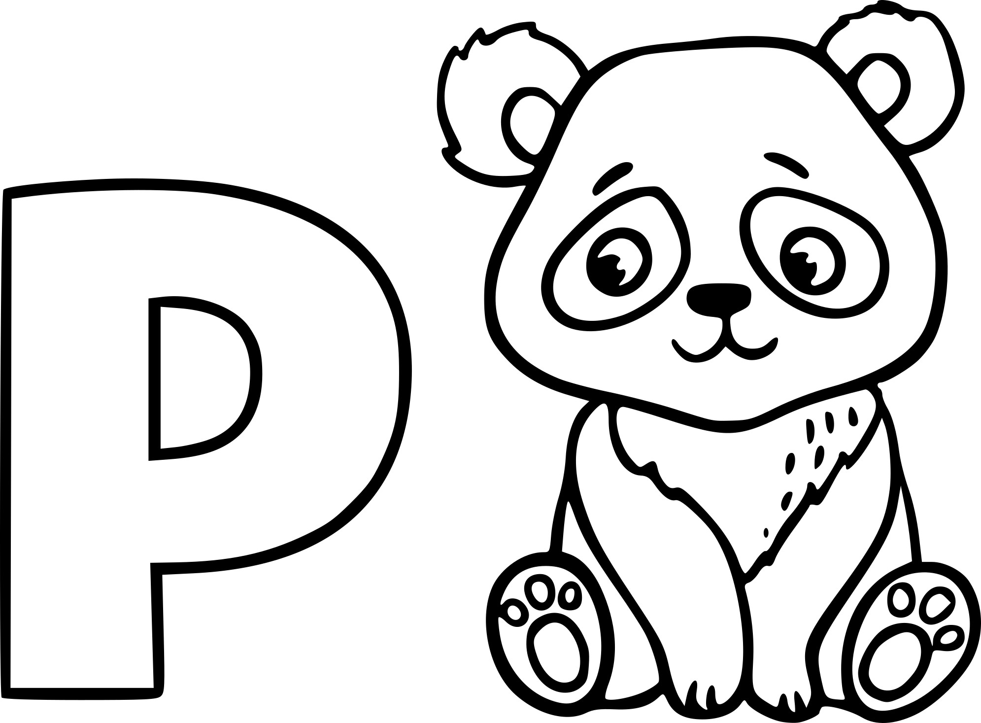 Coloriage P comme Panda