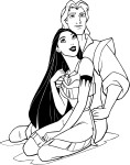 Disegno di Pocahontas e John Smith da colorare