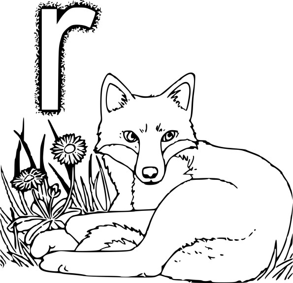 R For Fox coloring page