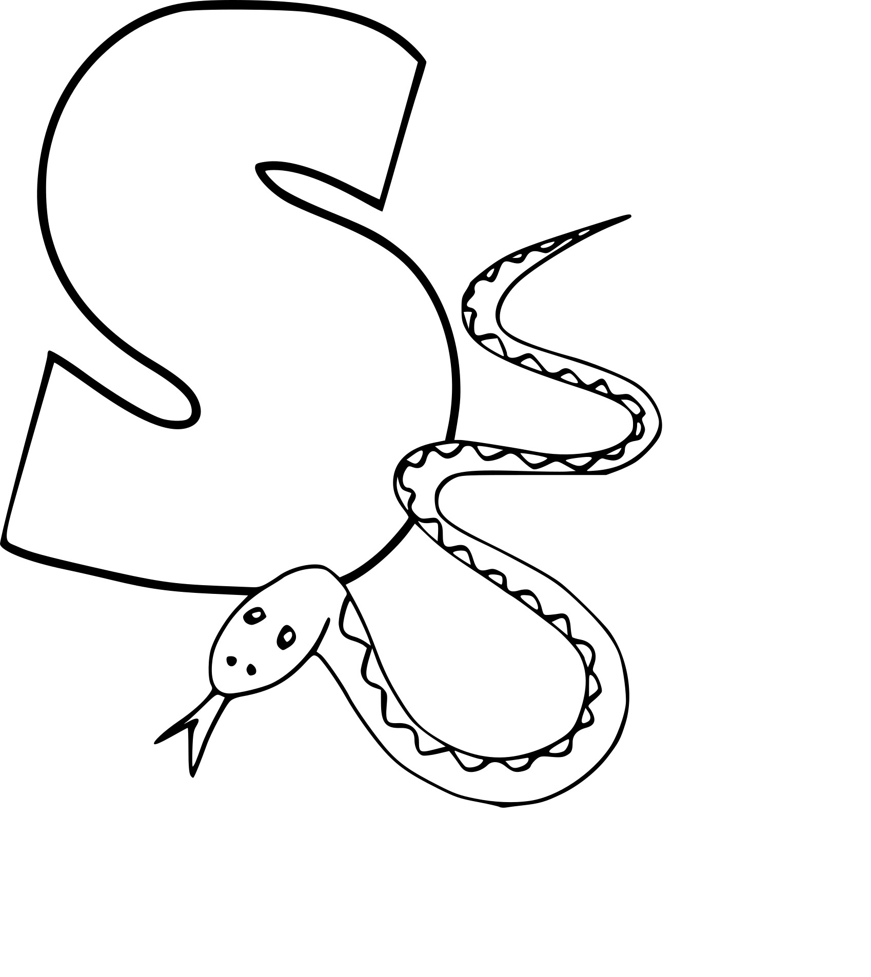 S For Snake coloring page