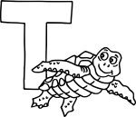 Disegno di T come Tartaruga da colorare