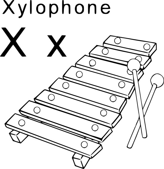 X For Xylophone coloring page