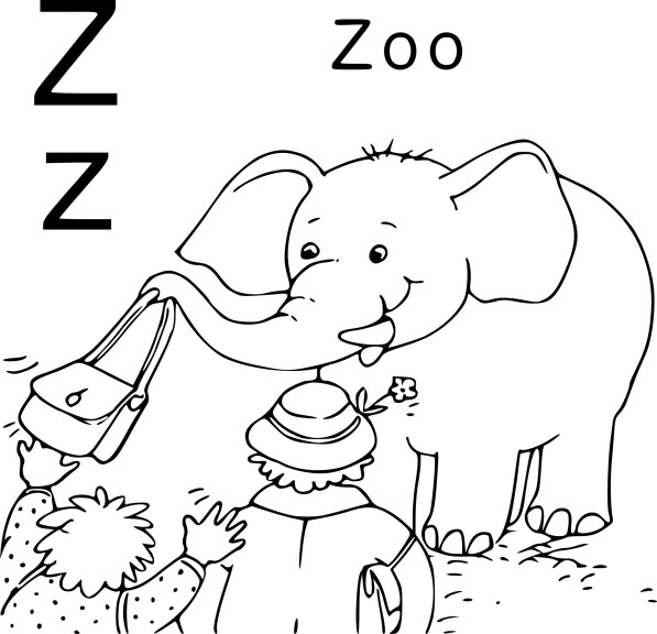 Disegno di Z come Zoo da colorare