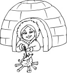 Igloo drawing and coloring page