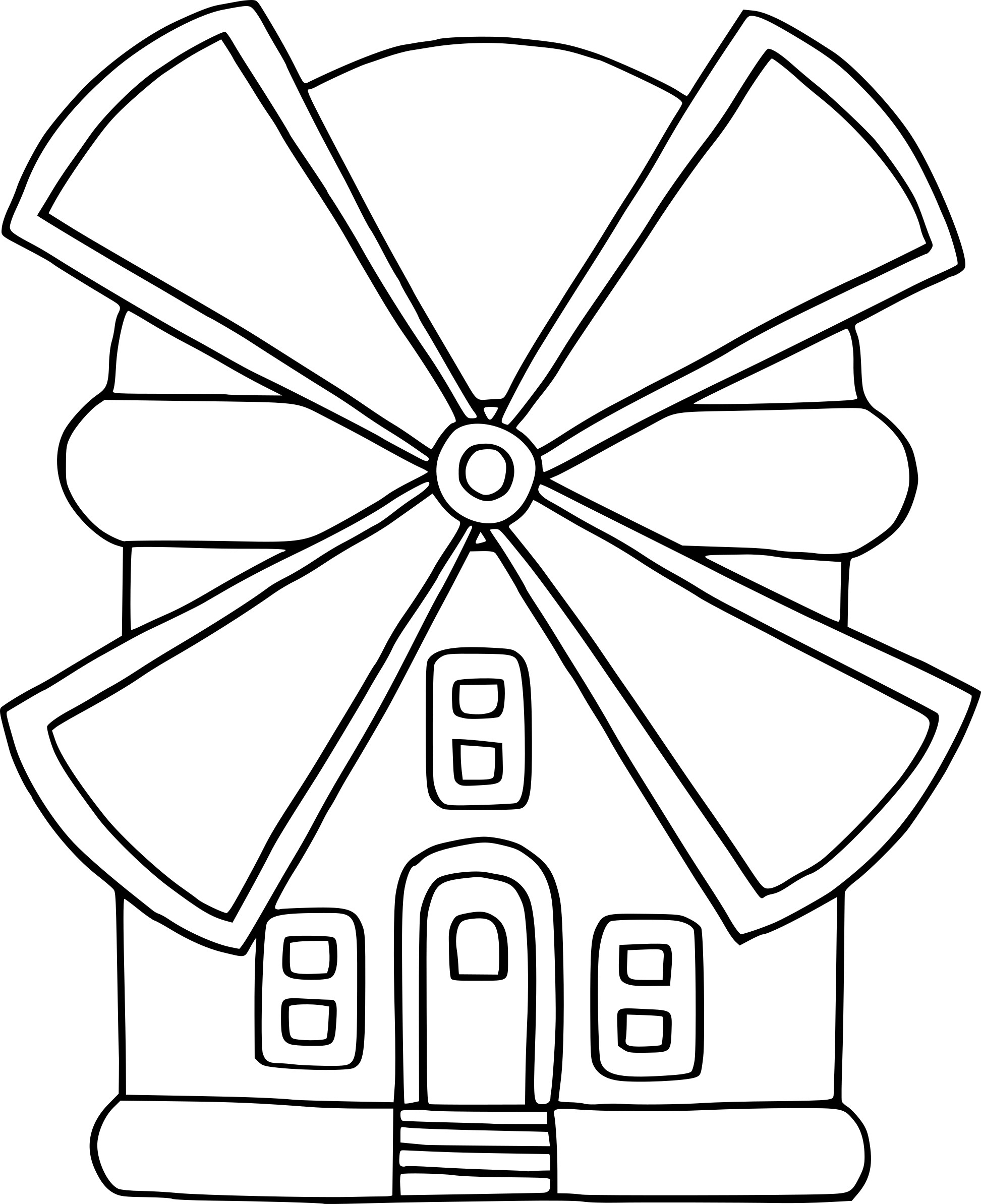 Mill drawing and coloring page