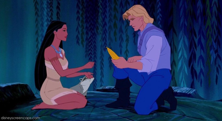 Disegno di Pocahontas e John Smith da colorare