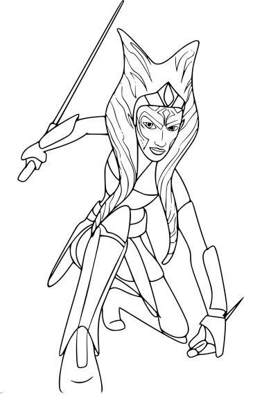 Disegno di Ahsoka Guerre Stellari da colorare