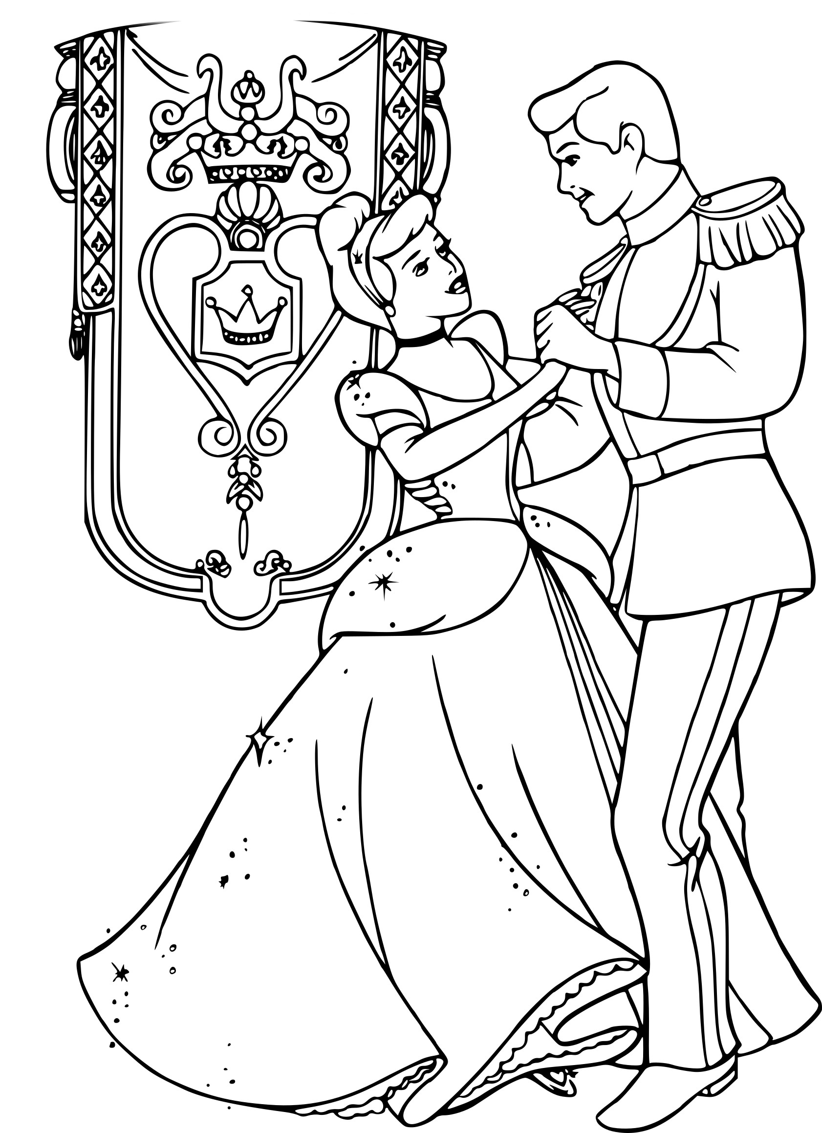 Coloriage bal Cendrillon à imprimer