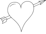 Coloriage coeur avec une fleche