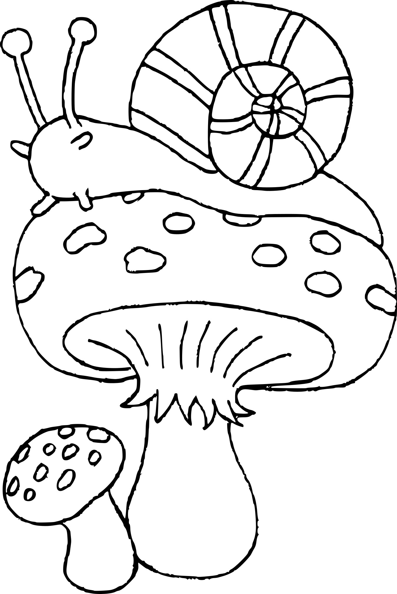 Coloriage escargot sur un champignon