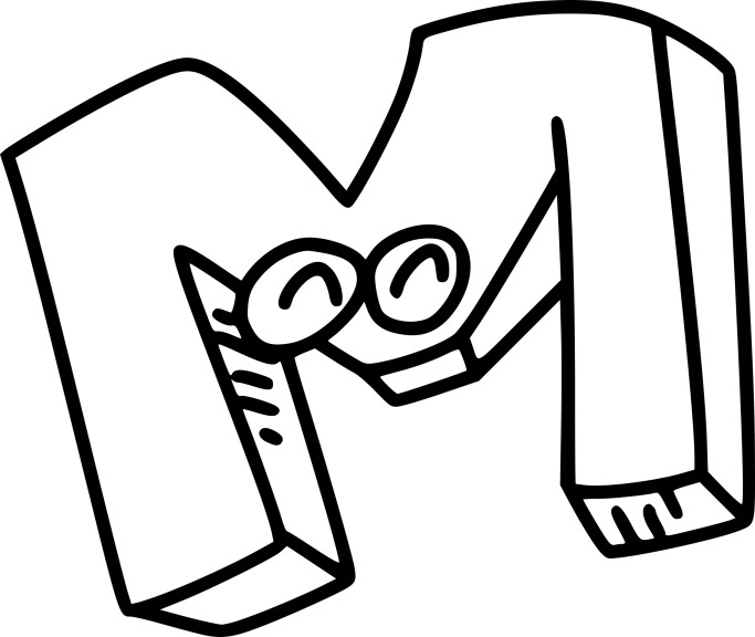 Letter M coloring page