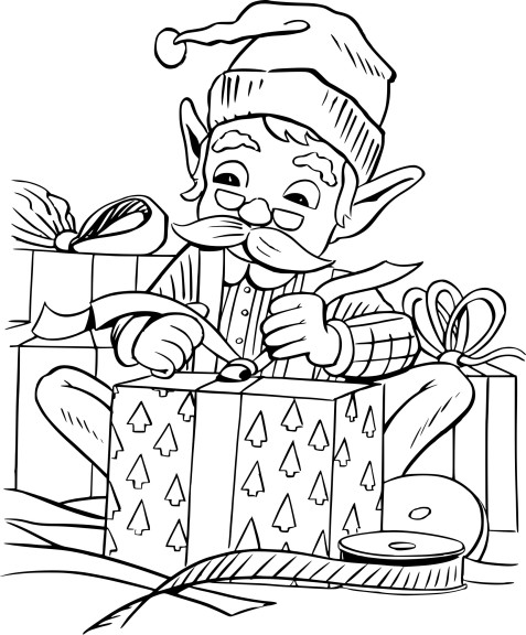 Coloriage lutin de Noel