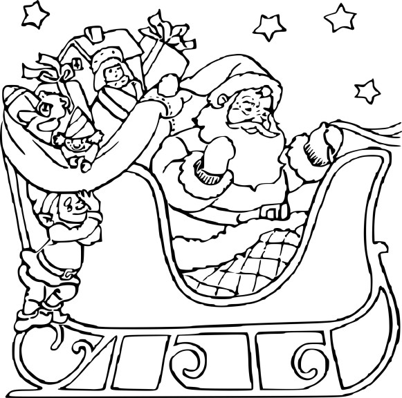 Coloriage lutin Pere Noel