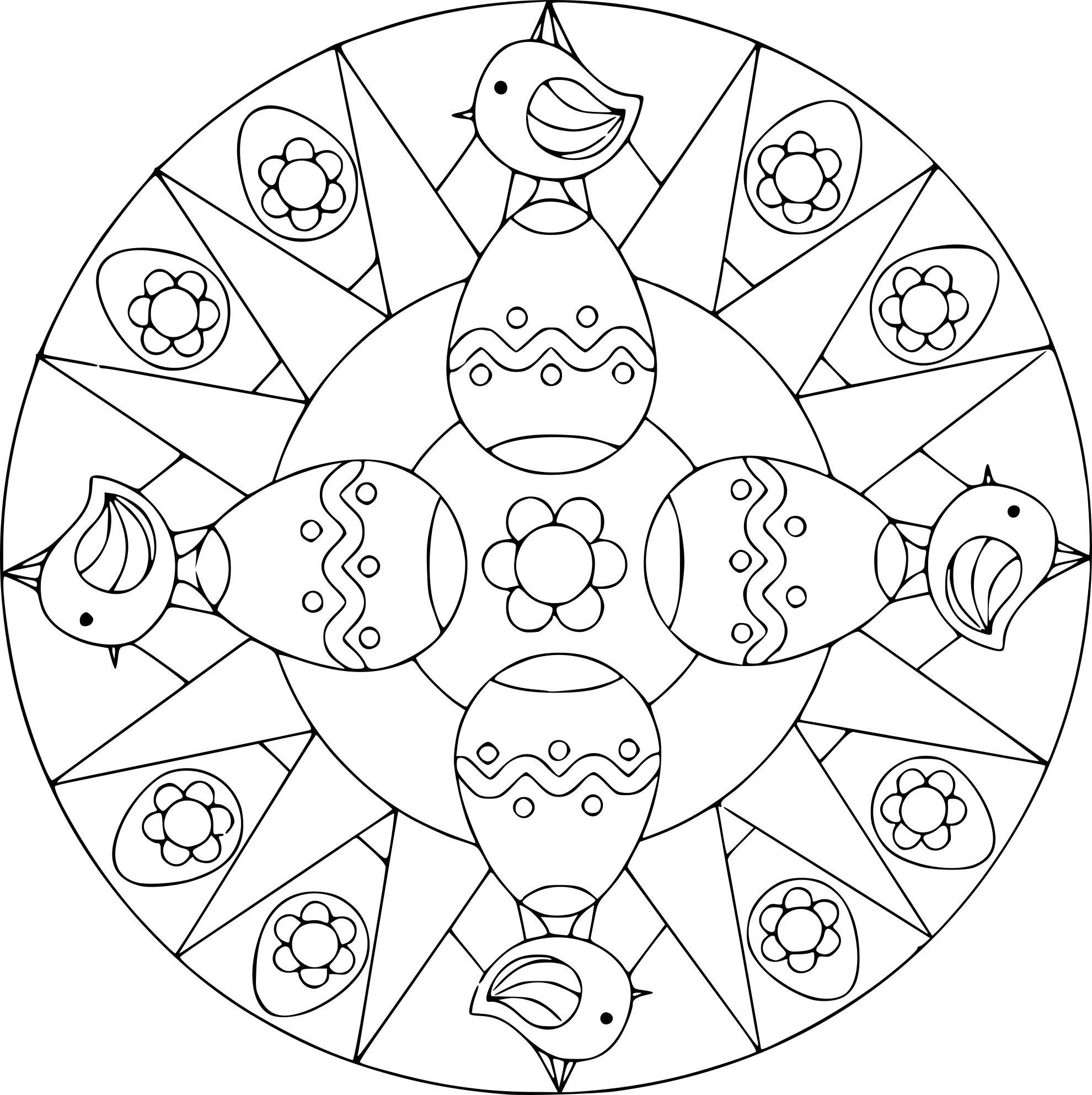 Disegno di Mandala di Pasqua da colorare