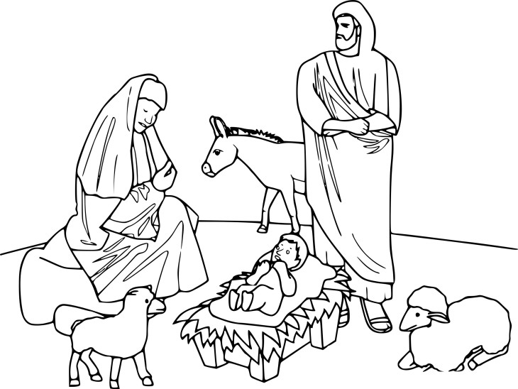 Disegno di Nascita di Gesù da colorare