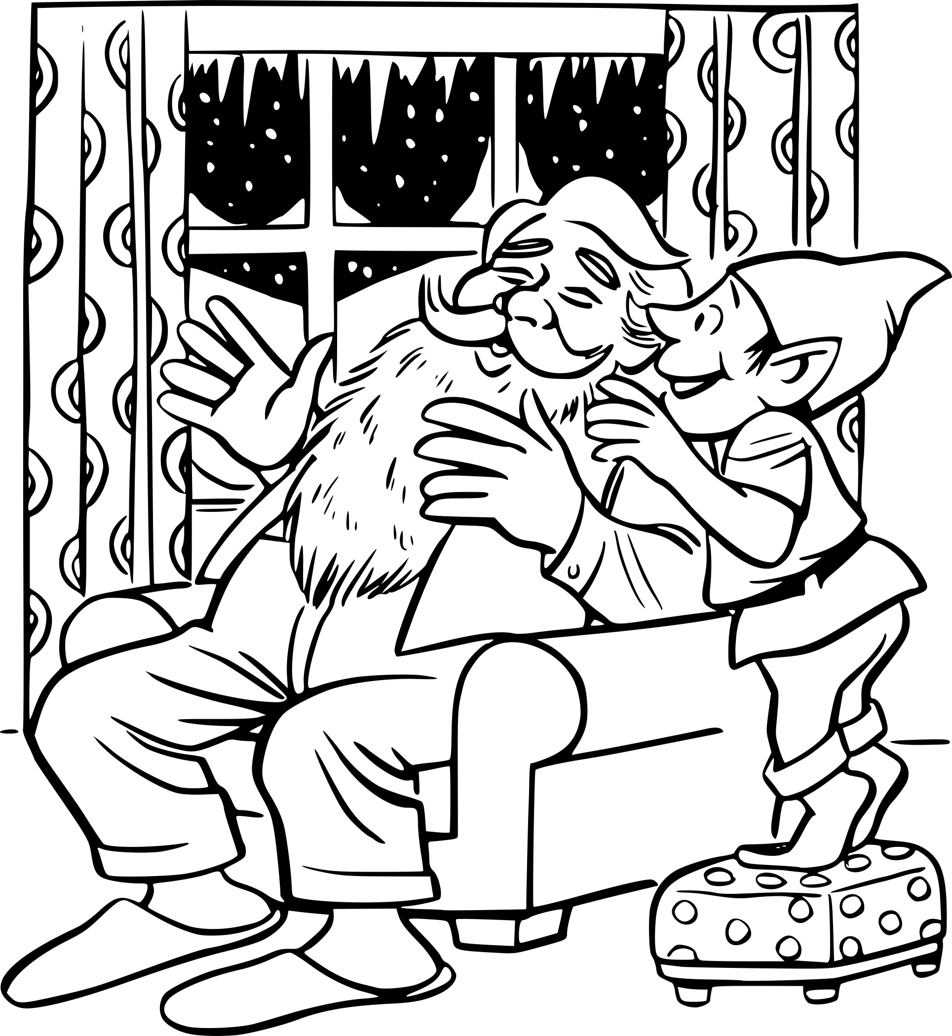 Coloriage Pere Noel et lutin à imprimer