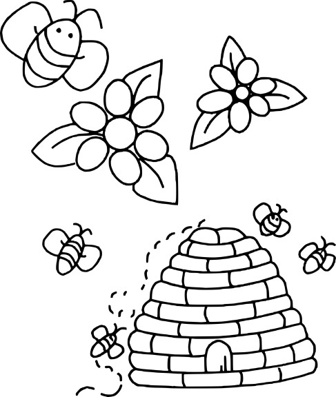 Coloriage ruche abeille