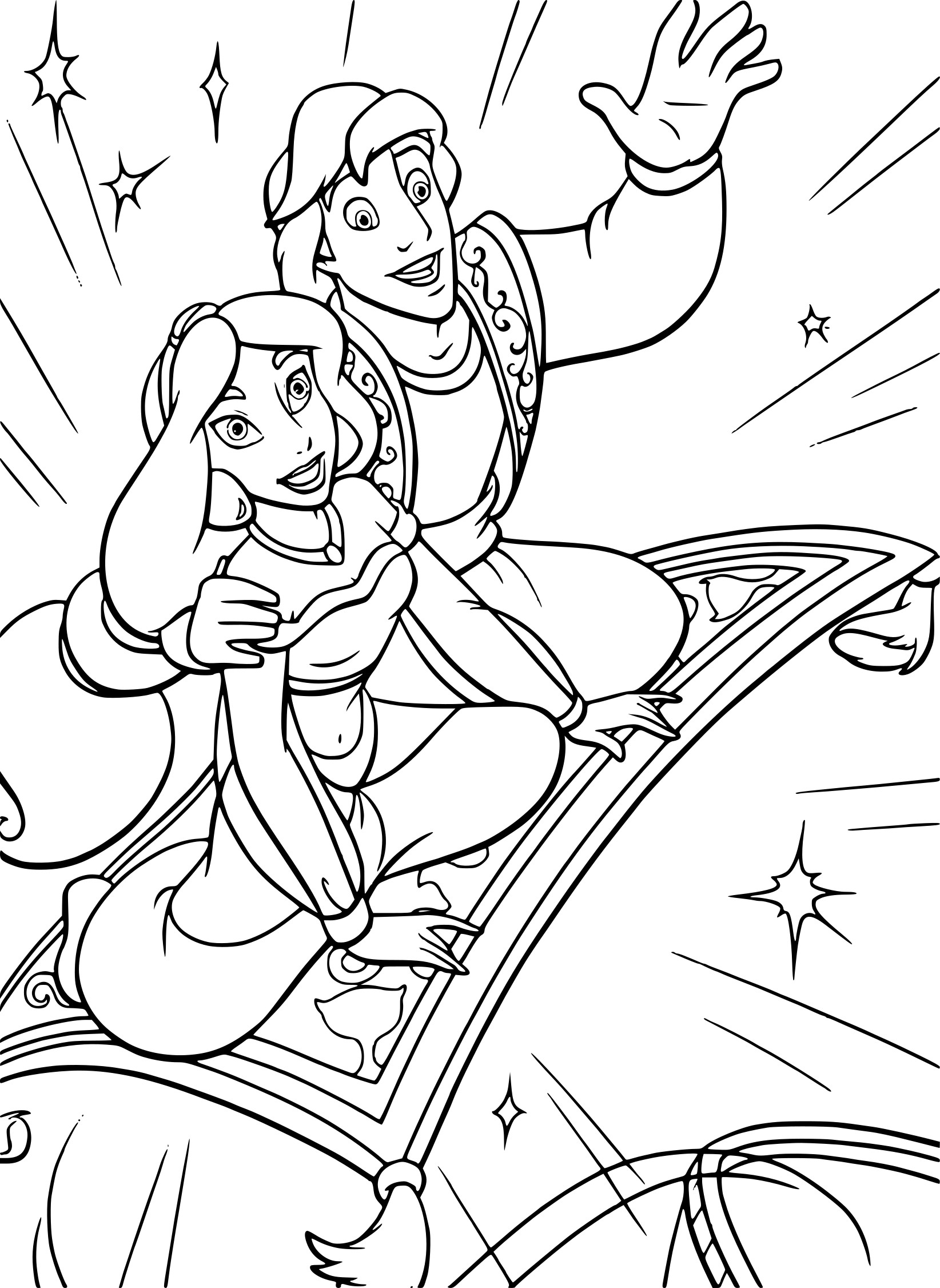 Jasmine et Aladdin coloriage