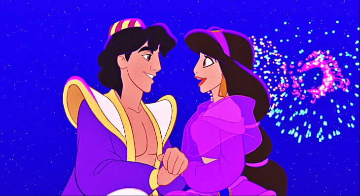 Disegno di Jasmine e Aladdin gratis da colorare