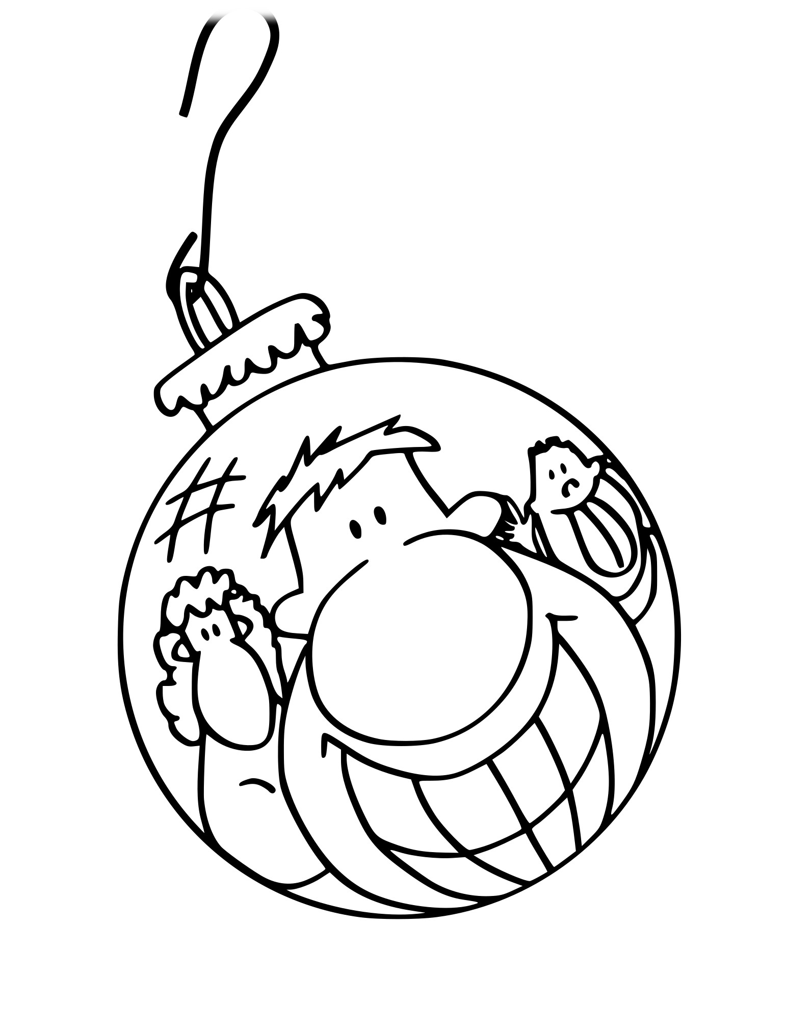 Christmas Ball drawing and coloring page