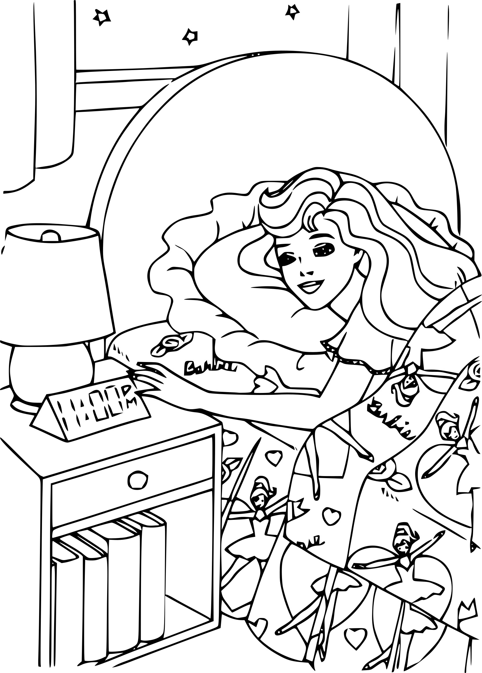 Coloriage Barbie au lit