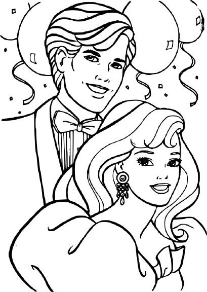 Disegno di Barbie e Ken da colorare