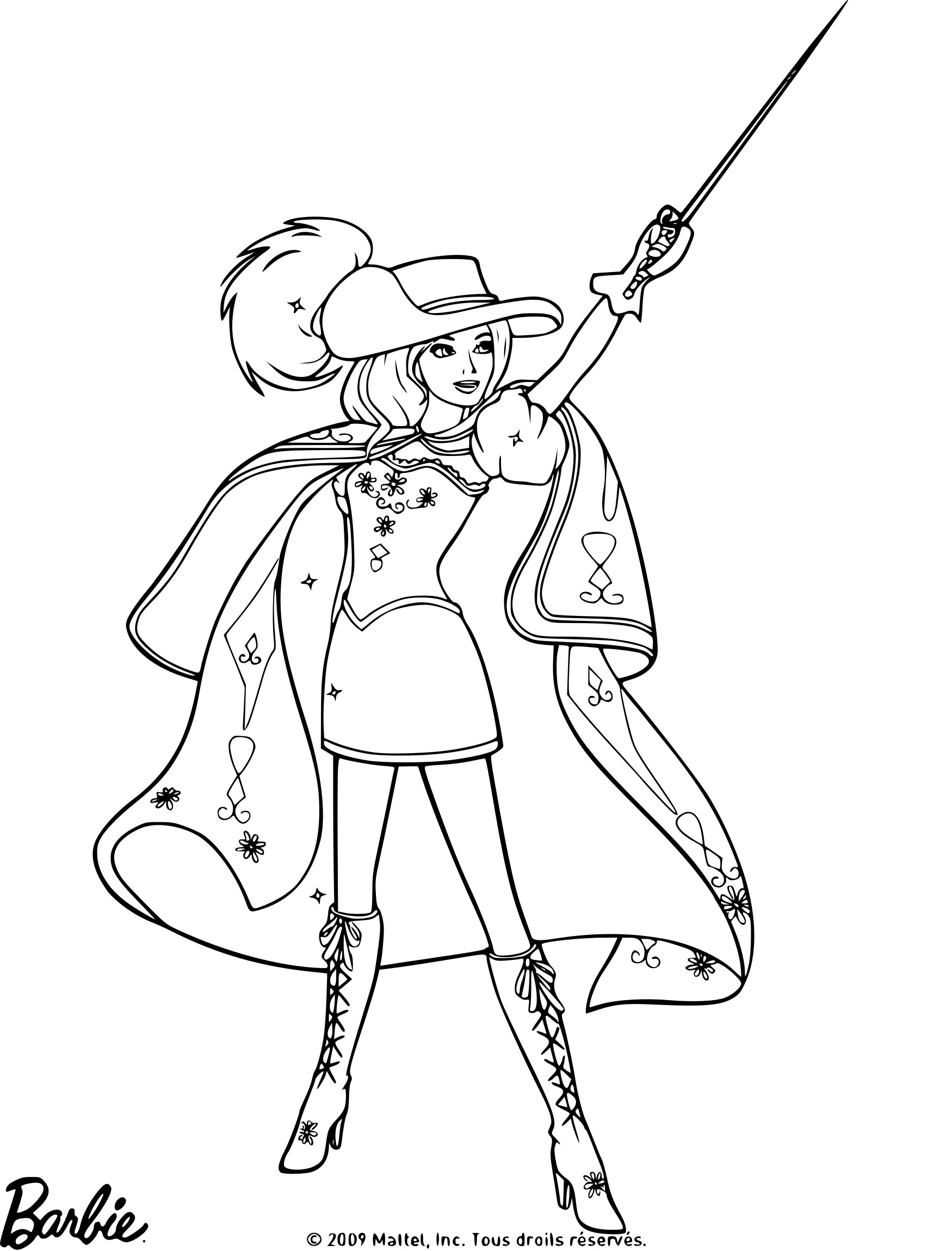 Barbie Musketeer coloring page