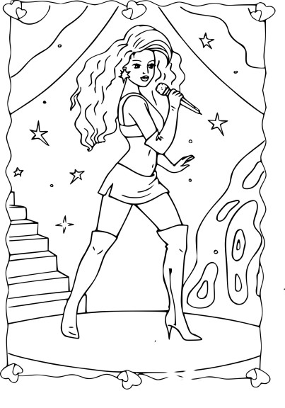 Coloriage fille star de la chanson