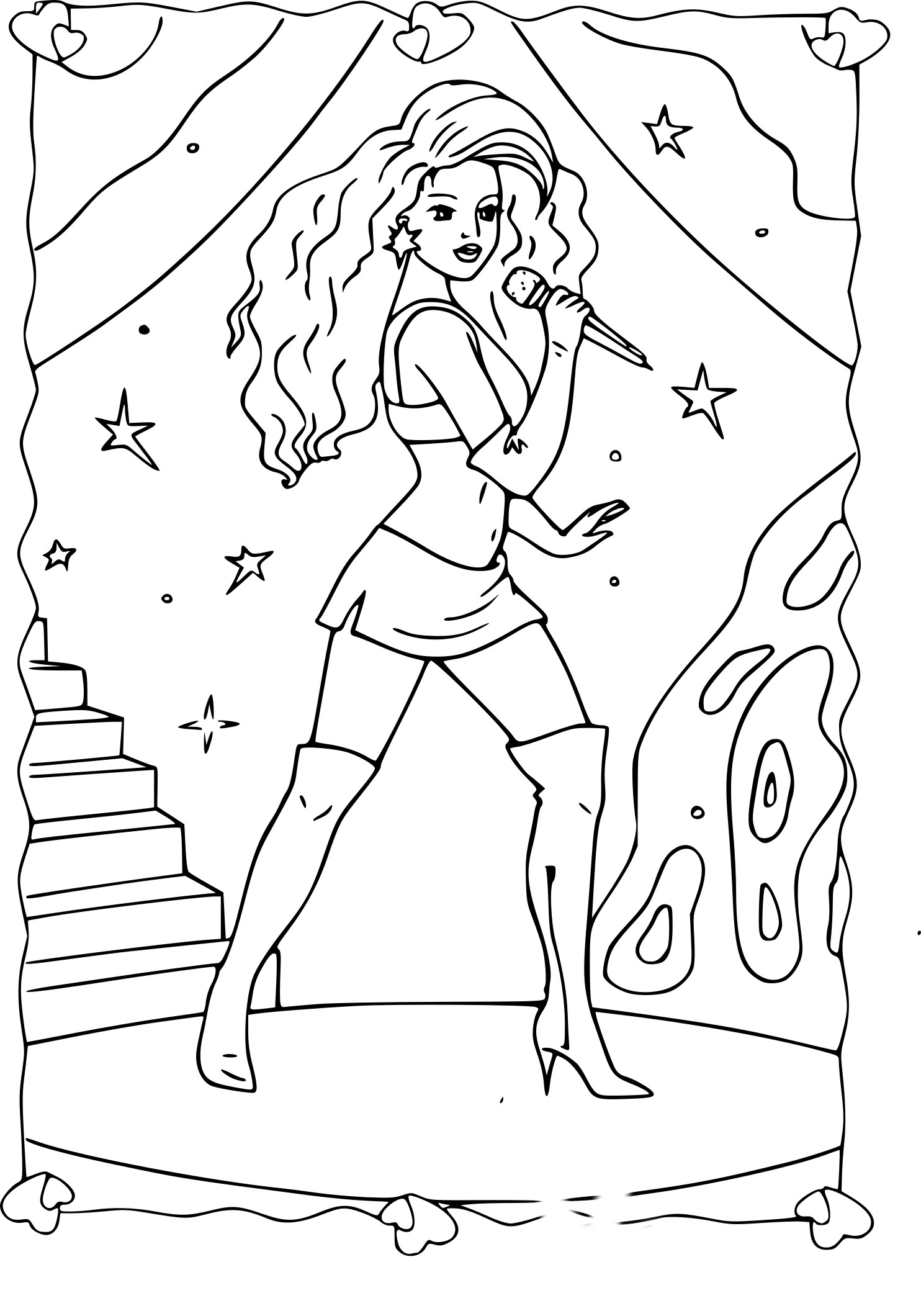 Girl Star Of The Song coloring page