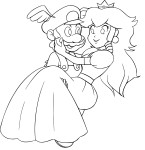 Coloriage Mario et Peach