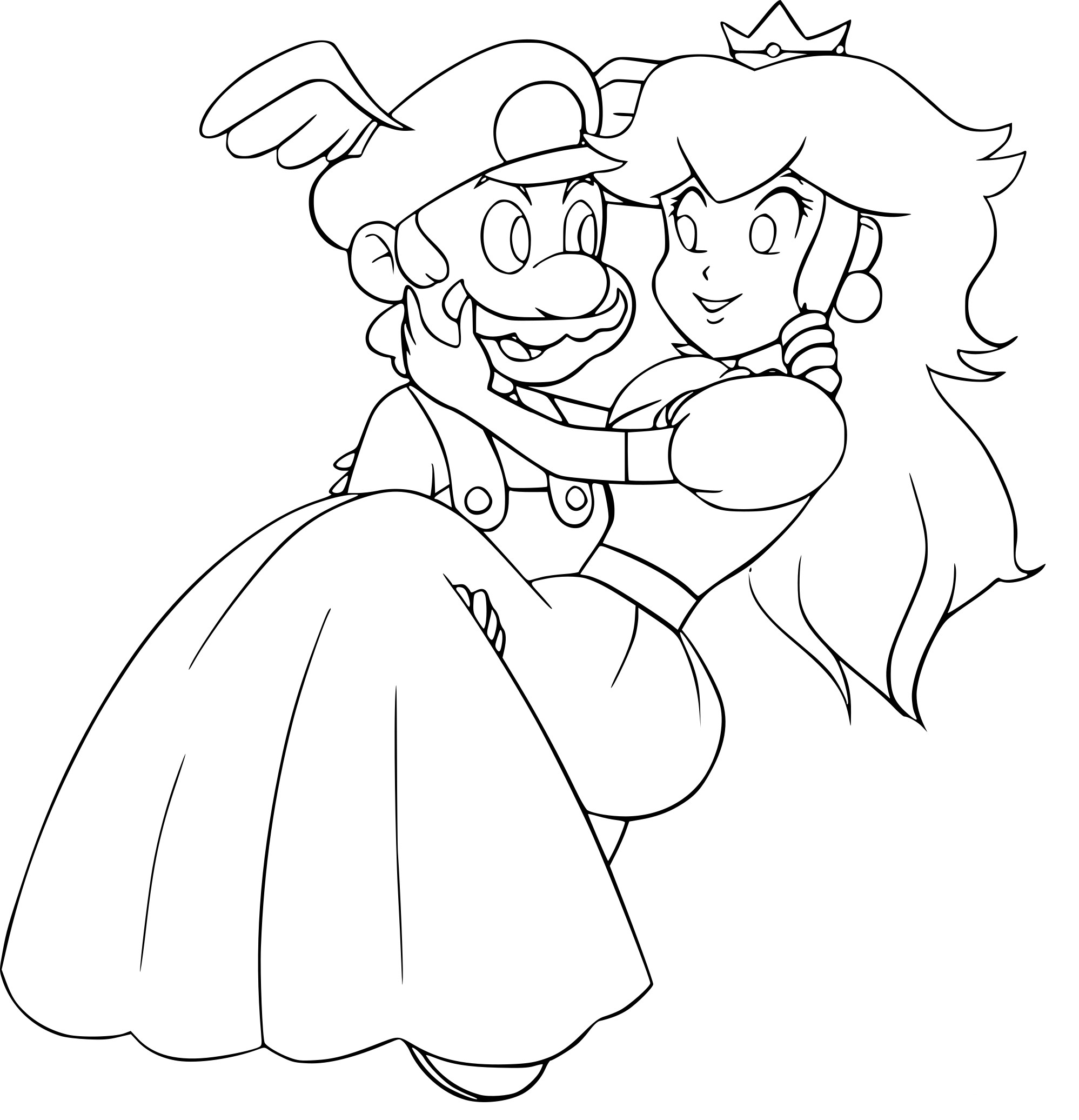 Coloriage Mario et Peach