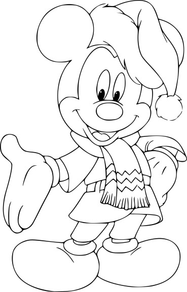 Disegno di Natale di Topolino da colorare