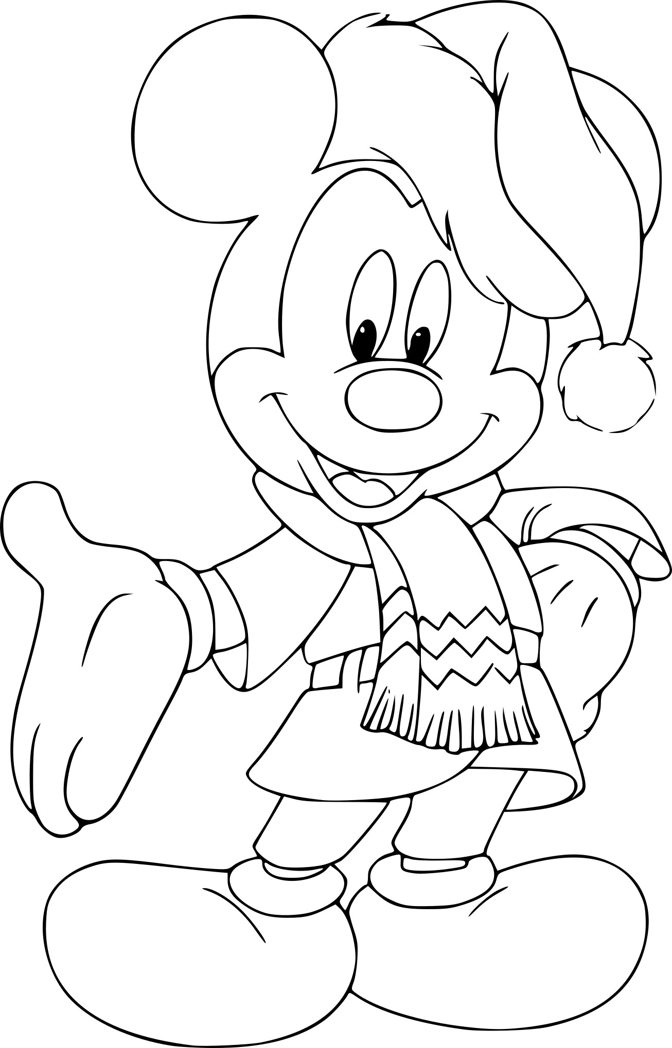 Disegno di Natale di Topolino da colorare