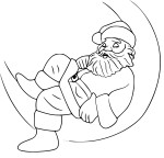 Disegno di Babbo Natale sulla Luna da colorare