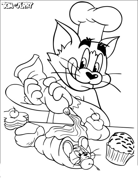 Disegno di Tom cucina Jerry da colorare