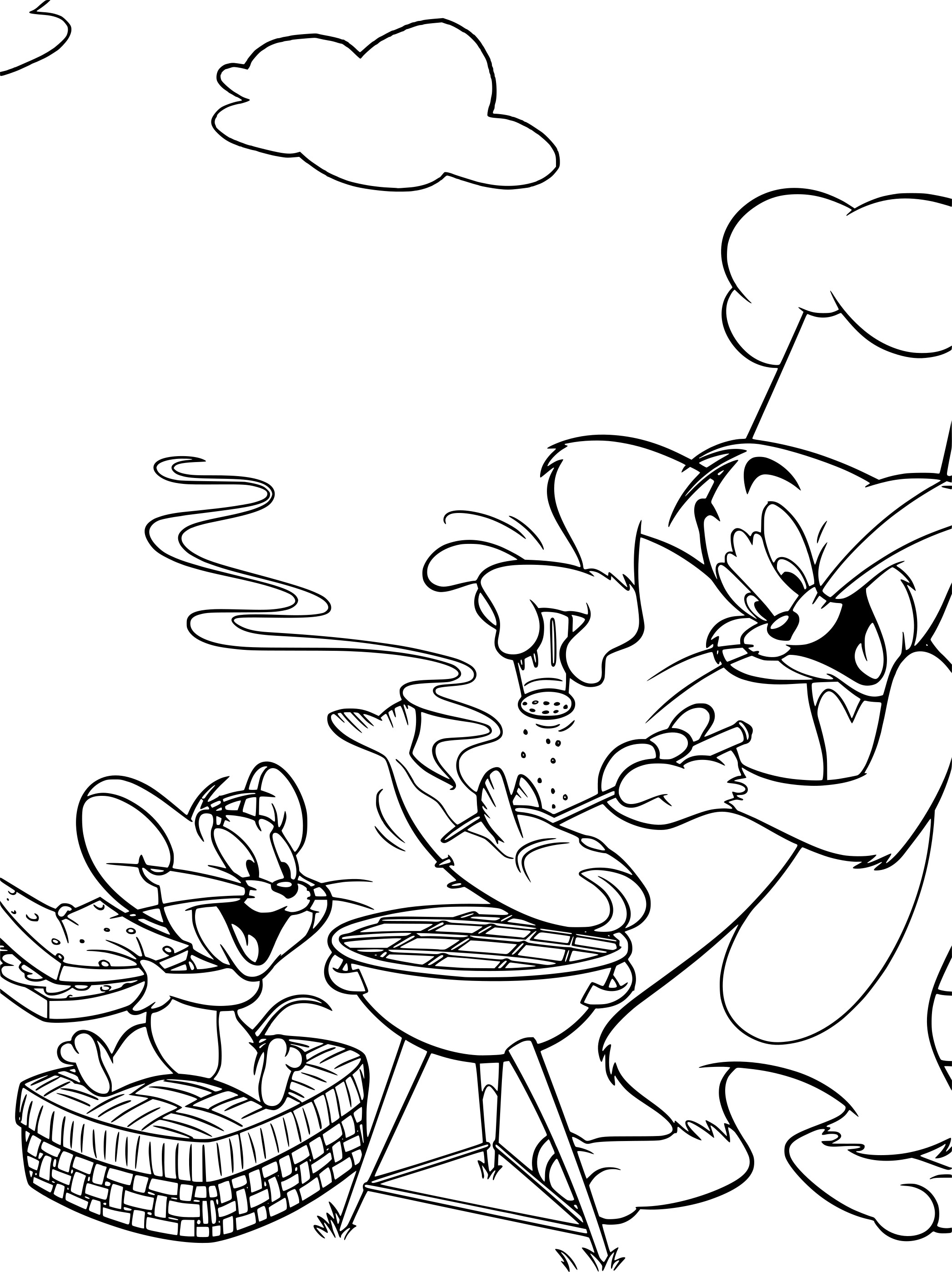 Coloriage Tom et Jerry cuisine