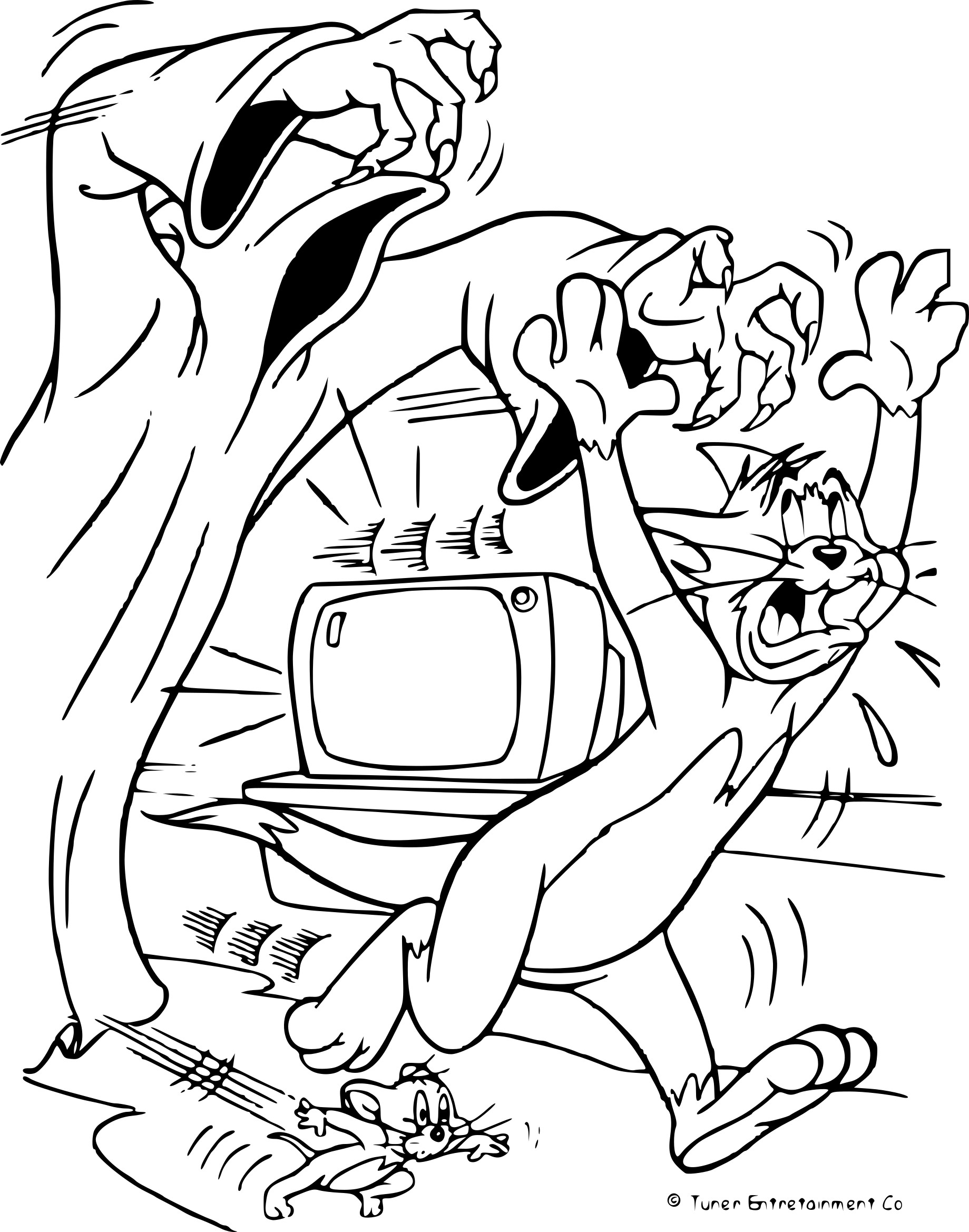 Coloriage Tom et Jerry la peur