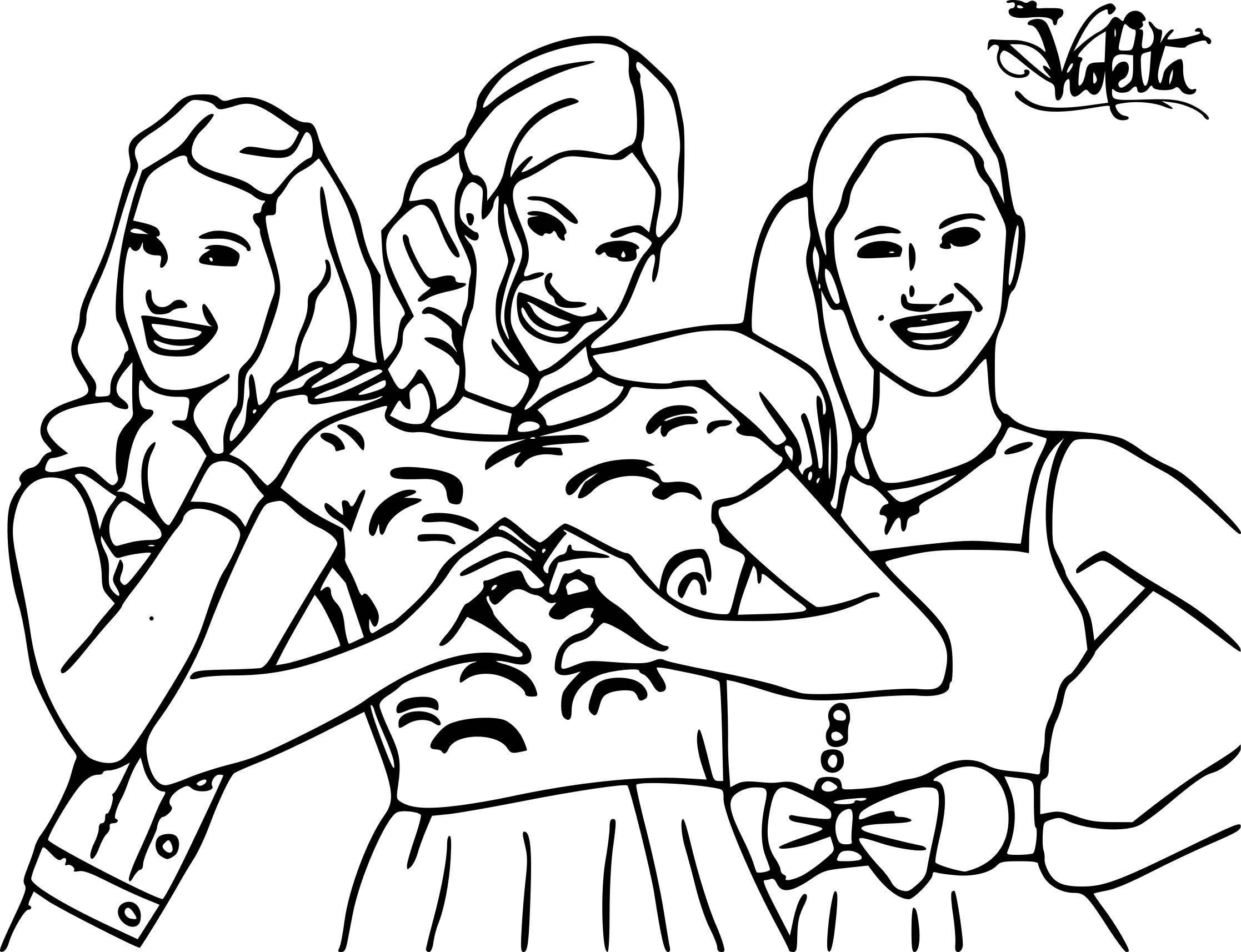 Coloriage Violetta avec ses amies