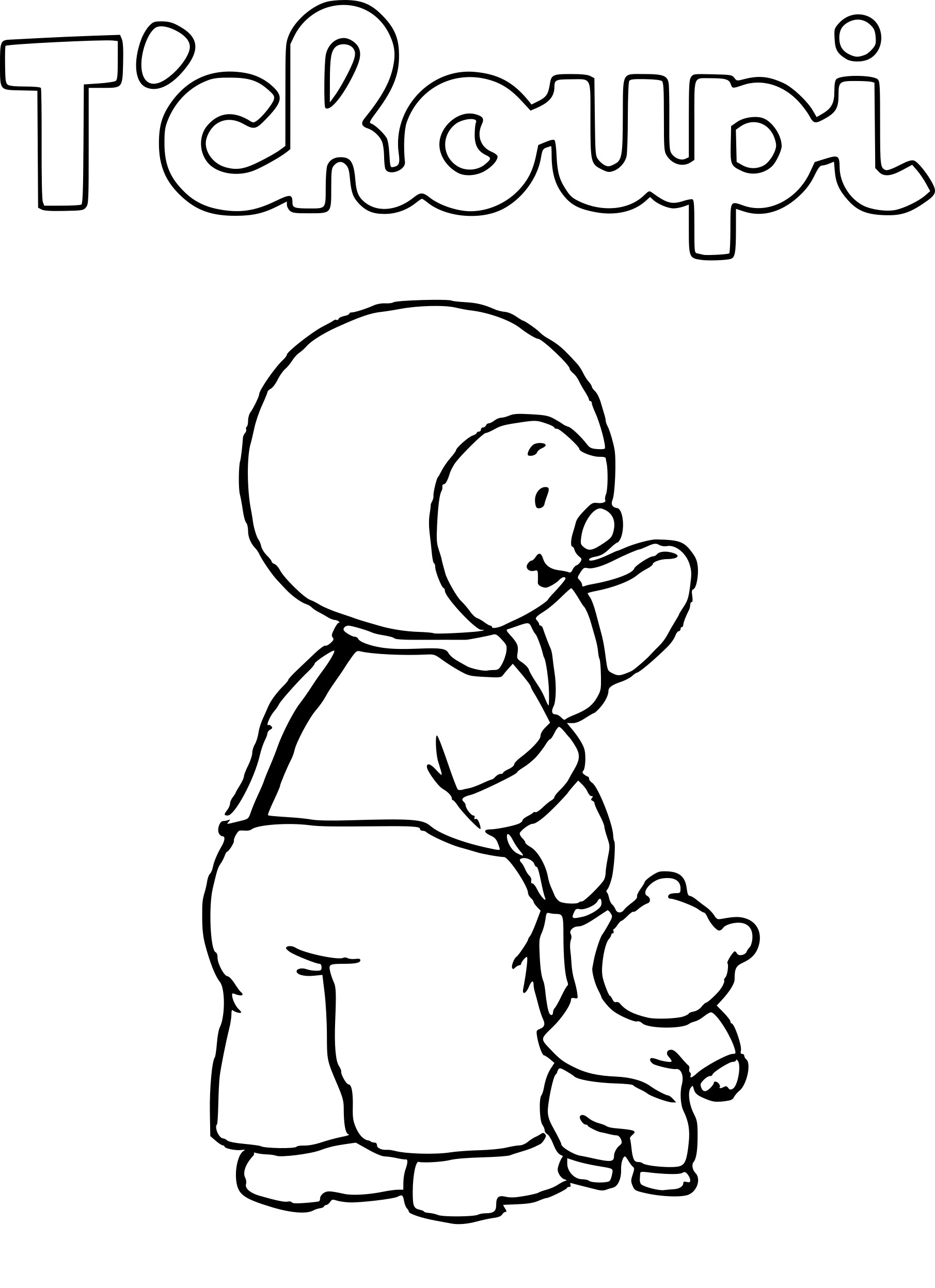 Tchoupi drawing and coloring page