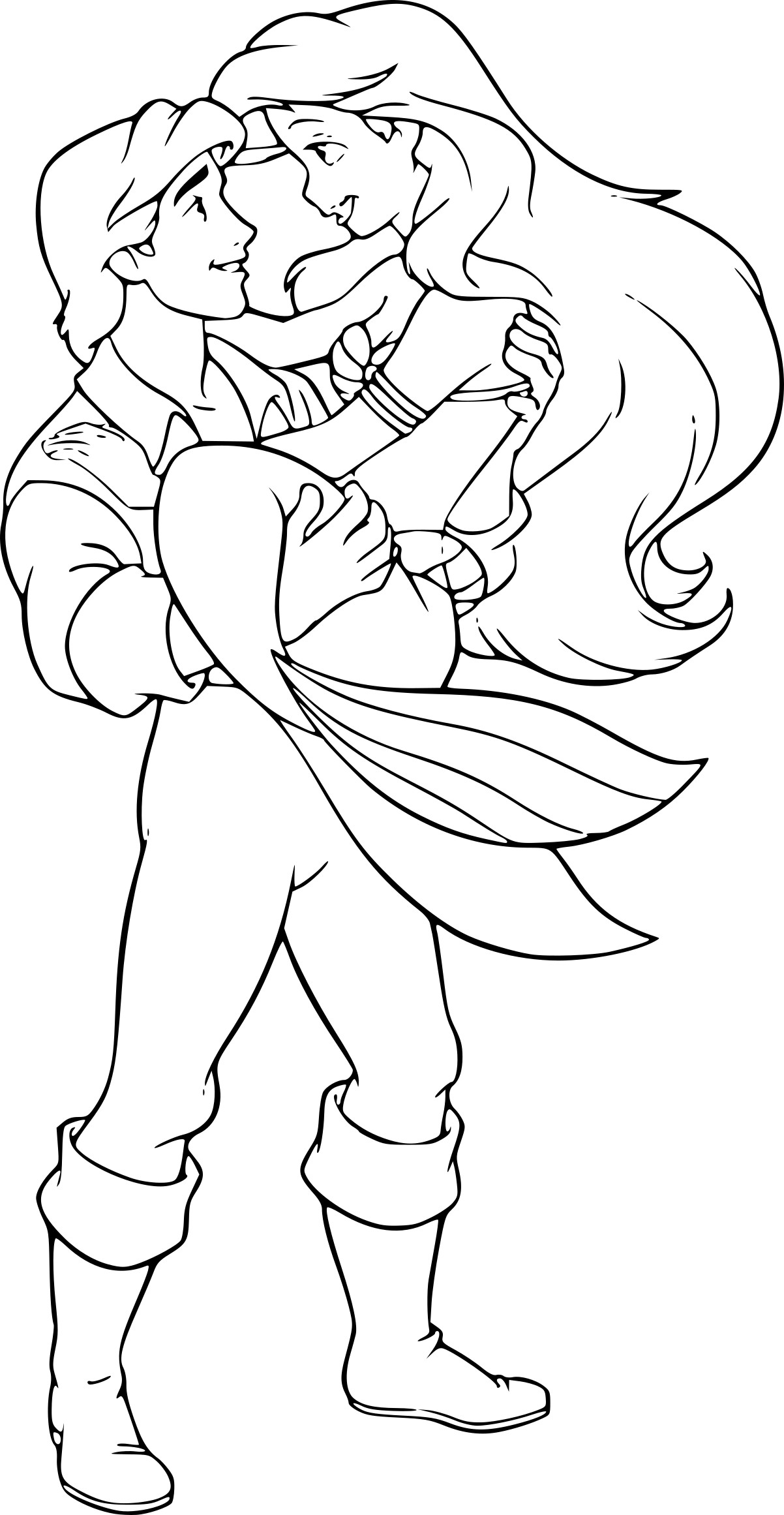 Coloriage Ariel et prince Eric